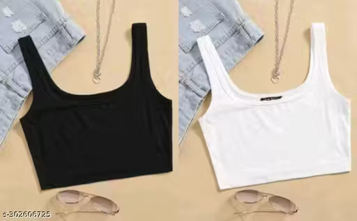 Kunj Stylish Tops & Tunics Combo – Sando Black & White