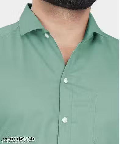 Casual Green Cotton Blend Men’s Shirt