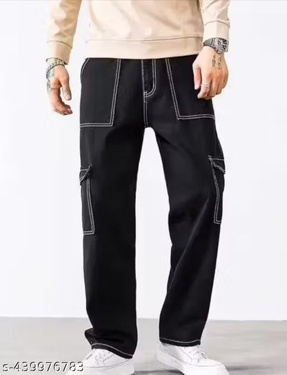 Men’s Black Denim Cargo Jeans