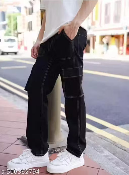 Cotton Black Cargo Pant Jeans for Men