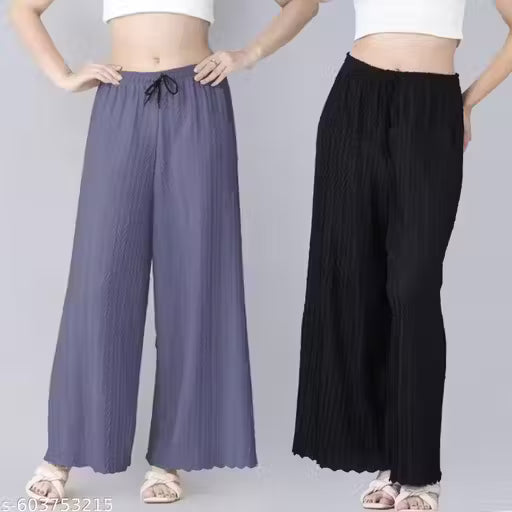 Premium Lycra Palazzo Combo – Black & Grey