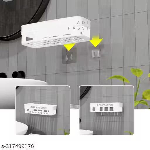 2pcs Wall Mounted Bathroom Storage Racks – No Drill, Self-Adhesive