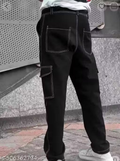 Cotton Black Cargo Pant Jeans for Men