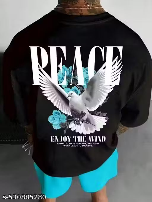 Classic Black Peace Pigeon Oversized T-Shirt