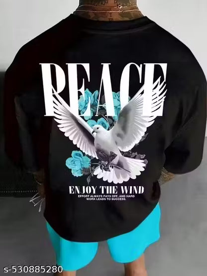 Classic Black Peace Pigeon Oversized T-Shirt