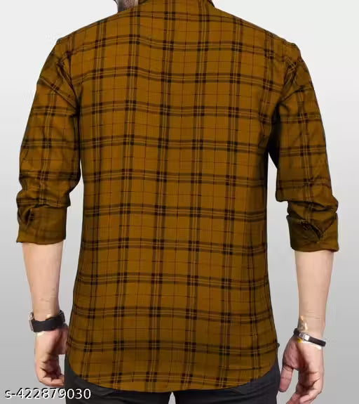 Retro Brown Checked Poly cotton Men’s Shirt – Trendsetter Edition