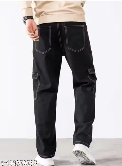 Men’s Black Denim Cargo Jeans