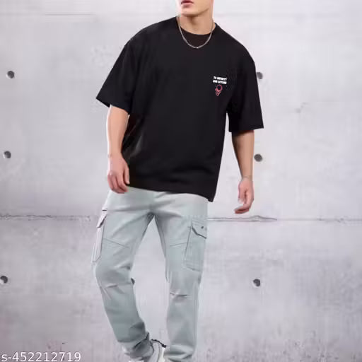 Men’s Oversized Typography T-Shirt – Black