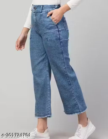 Fringed Hem Women’s Denim Jeans