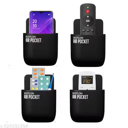 SCOTLON Air Pocket Desk Organizer (Black, Pack of 4) – Multi-Use Sticky Mobile Holder